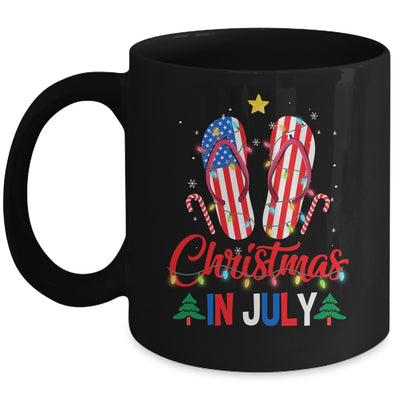 Funny American Flag Flip Flops Xmas Lights Christmas In July Mug | teecentury