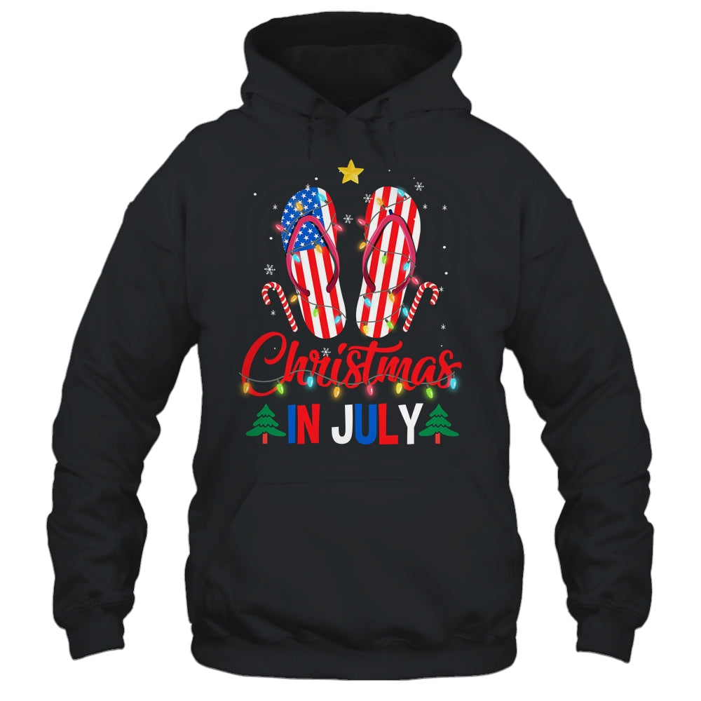 Funny American Flag Flip Flops Xmas Lights Christmas In July Shirt & Tank Top | teecentury