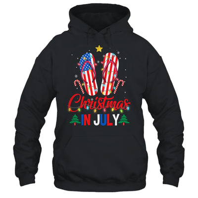 Funny American Flag Flip Flops Xmas Lights Christmas In July Shirt & Tank Top | teecentury