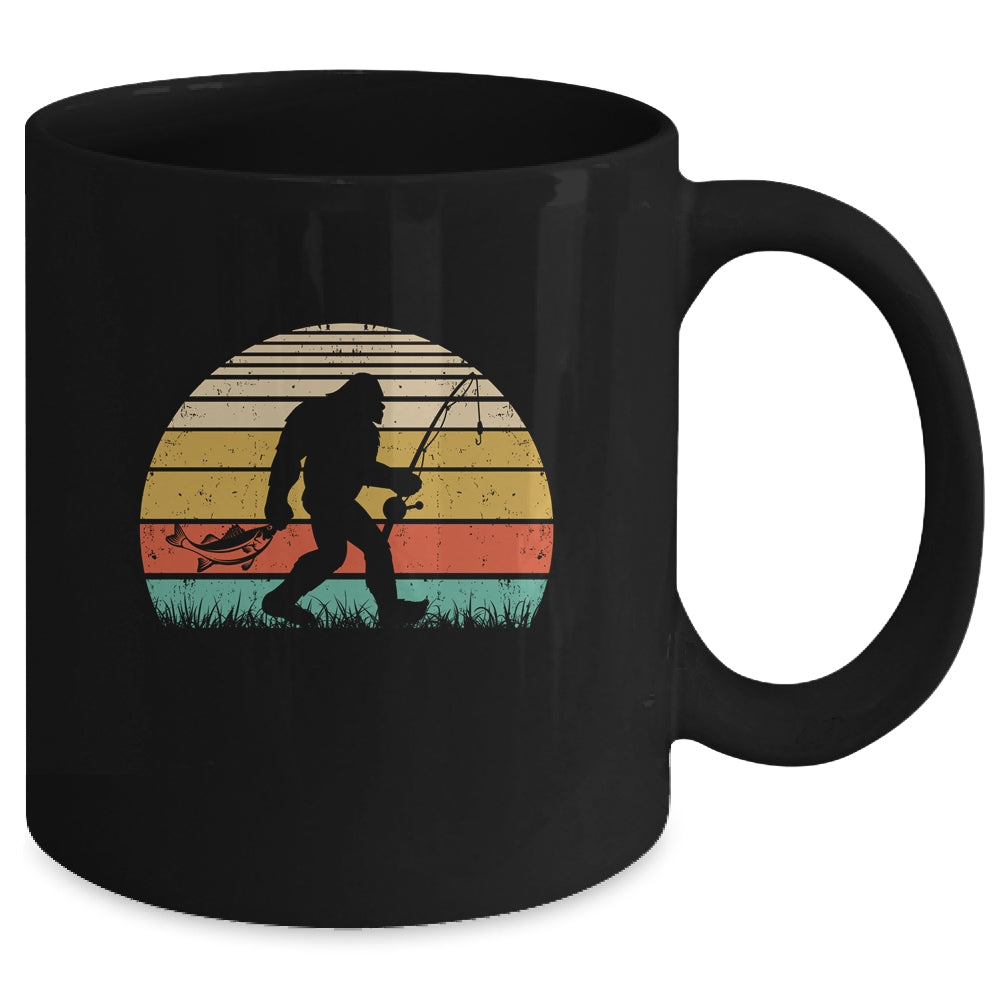 Funny Bigfoot Fishing Sasquatch Outdoor Retro Men Women Mug | teecentury