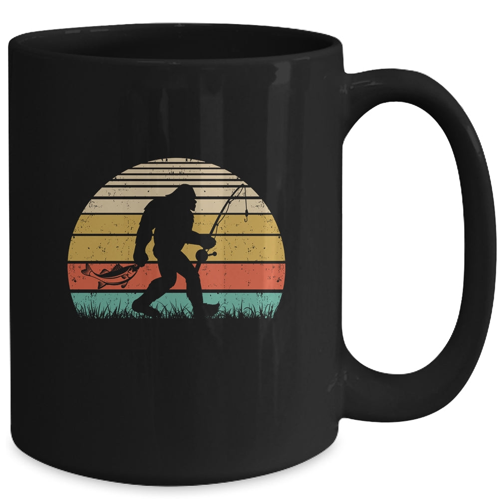 Funny Bigfoot Fishing Sasquatch Outdoor Retro Men Women Mug | teecentury