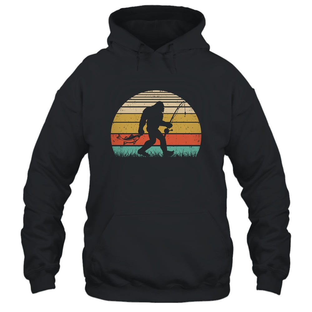 Funny Bigfoot Fishing Sasquatch Outdoor Retro Men Women Shirt & Hoodie | teecentury