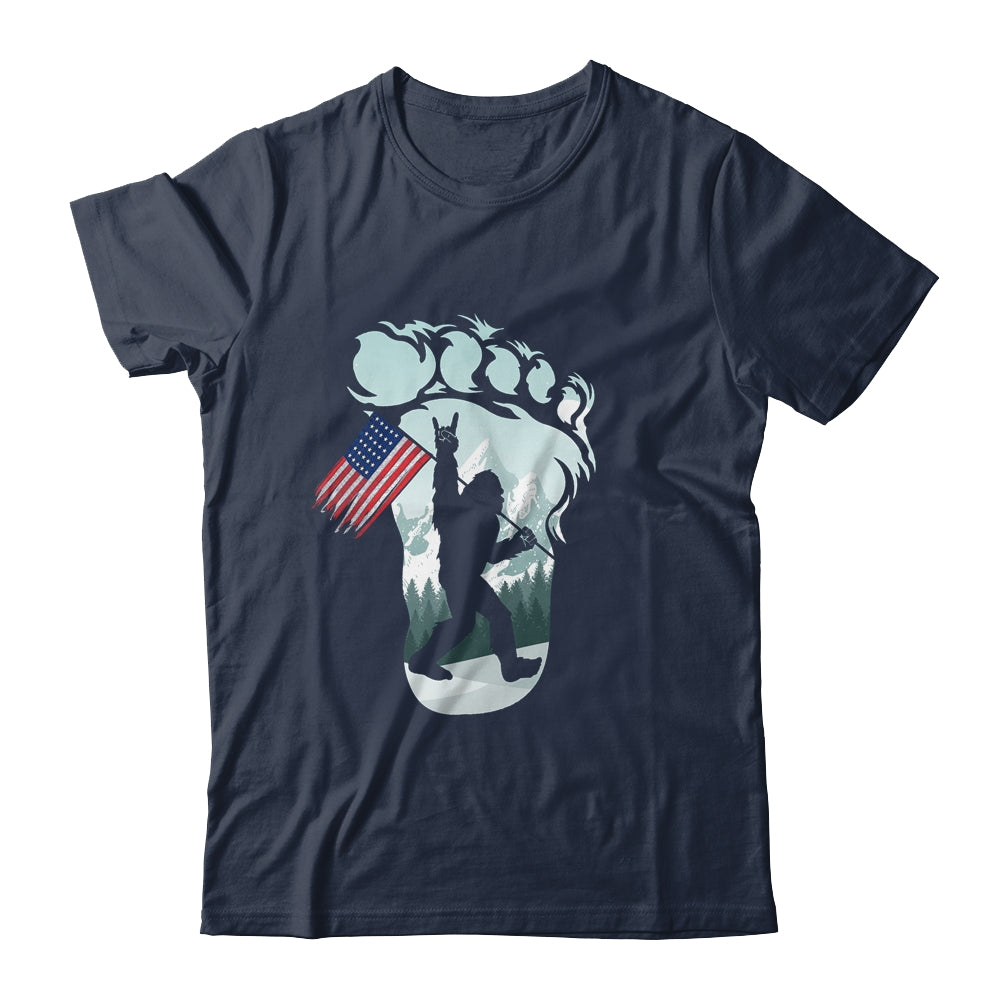 Funny Bigfoot Rock And Roll USA Flag For Believers T-Shirt & Hoodie | Teecentury.com