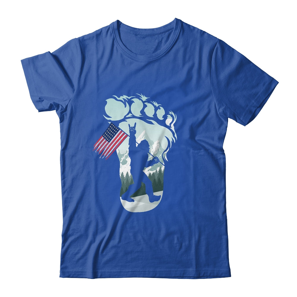 Funny Bigfoot Rock And Roll USA Flag For Believers T-Shirt & Hoodie | Teecentury.com