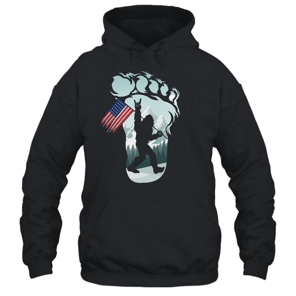 Funny Bigfoot Rock And Roll USA Flag For Believers T-Shirt & Hoodie | Teecentury.com