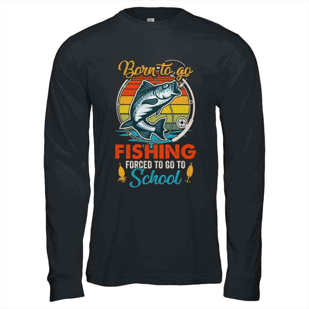 Funny Born to Go Fishing Bass Fish Fisherman Boys Kids Gift T-shirts Pullover Hoodies Black/S