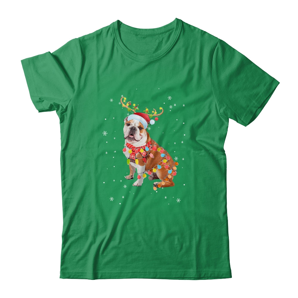 Funny Bulldog Christmas Tree Santa Reindeer Pajamas T-Shirt & Sweatshirt | Teecentury.com