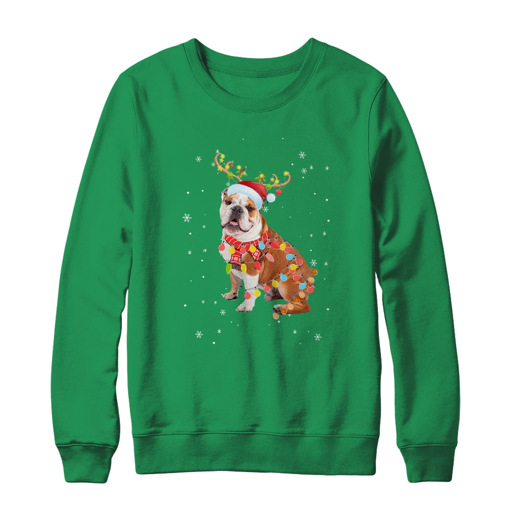 Funny Bulldog Christmas Tree Santa Reindeer Pajamas T-Shirt & Sweatshirt | Teecentury.com