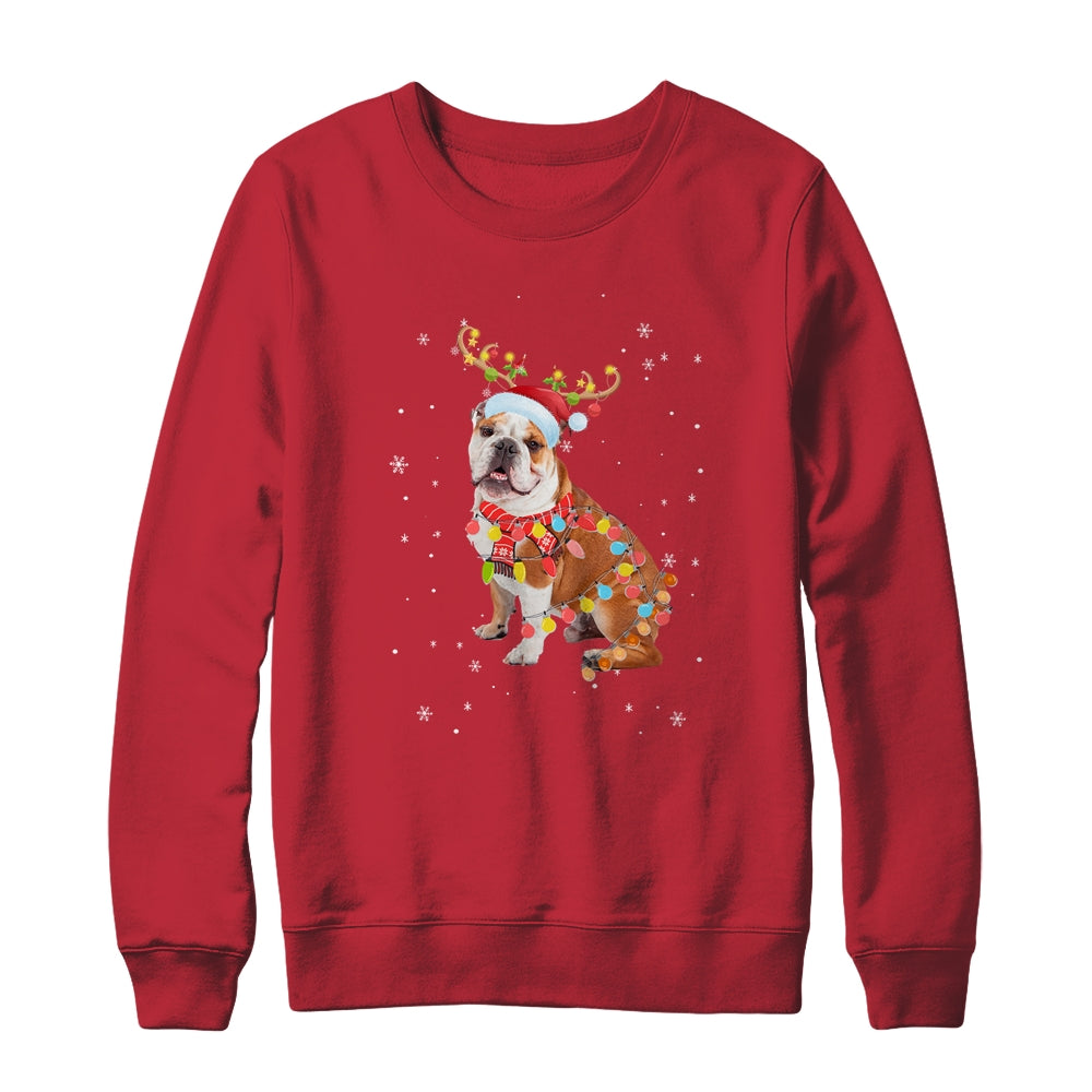 Funny Bulldog Christmas Tree Santa Reindeer Pajamas T-Shirt & Sweatshirt | Teecentury.com
