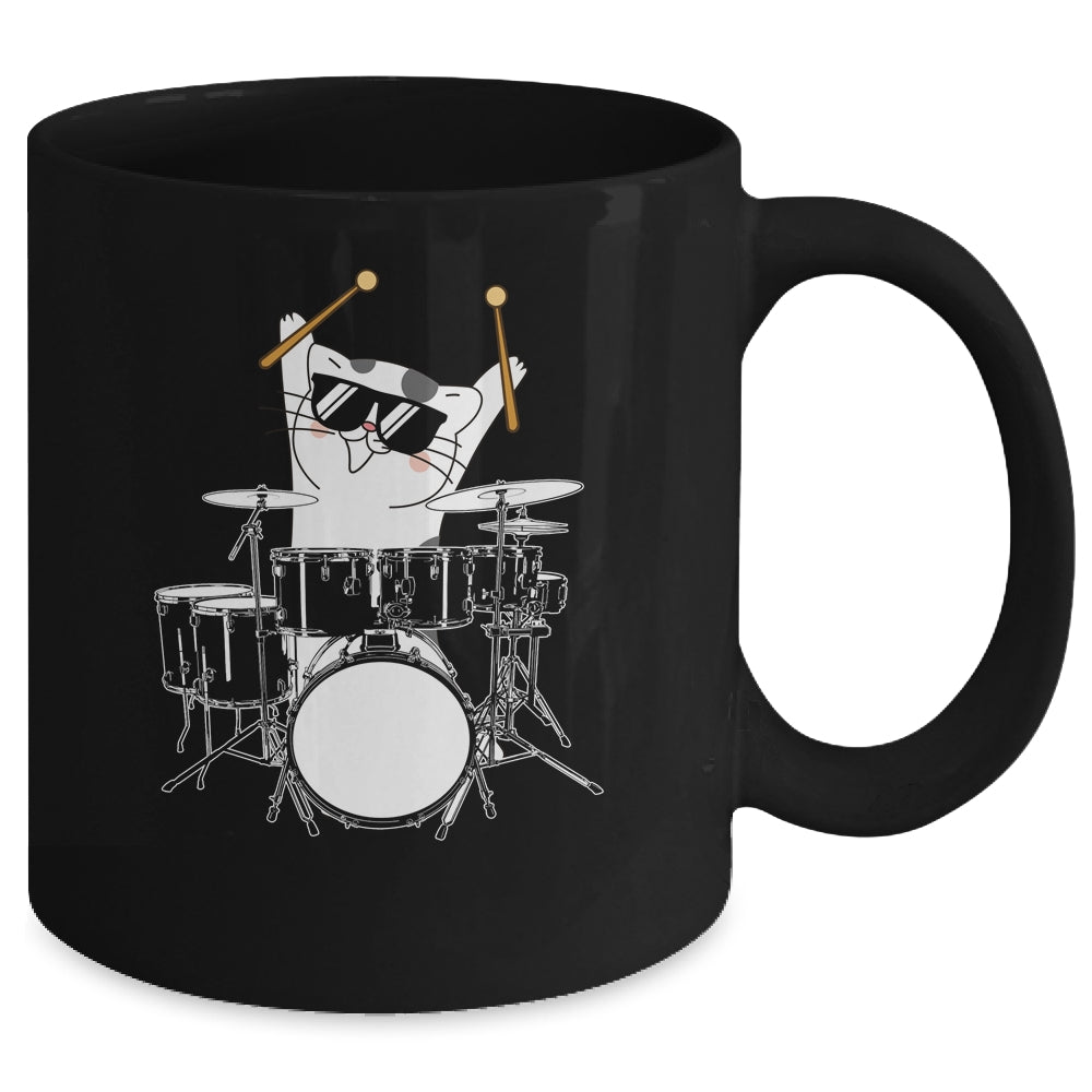 Funny Cat Drummer Funny Cat Drumkit Mug | teecentury