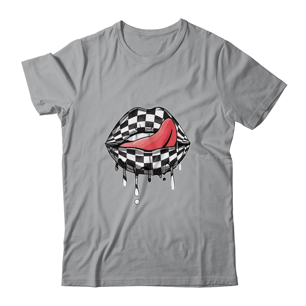 Funny Checkered Black White Lip Cute Checkerboard Women T-Shirt & Tank Top | Teecentury.com