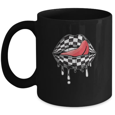 Funny Checkered Black White Lip Cute Checkerboard Women Mug Coffee Mug | Teecentury.com
