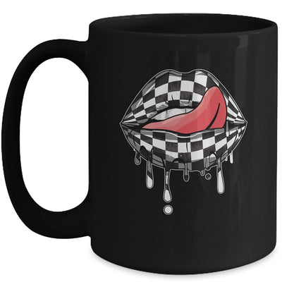 Funny Checkered Black White Lip Cute Checkerboard Women Mug Coffee Mug | Teecentury.com