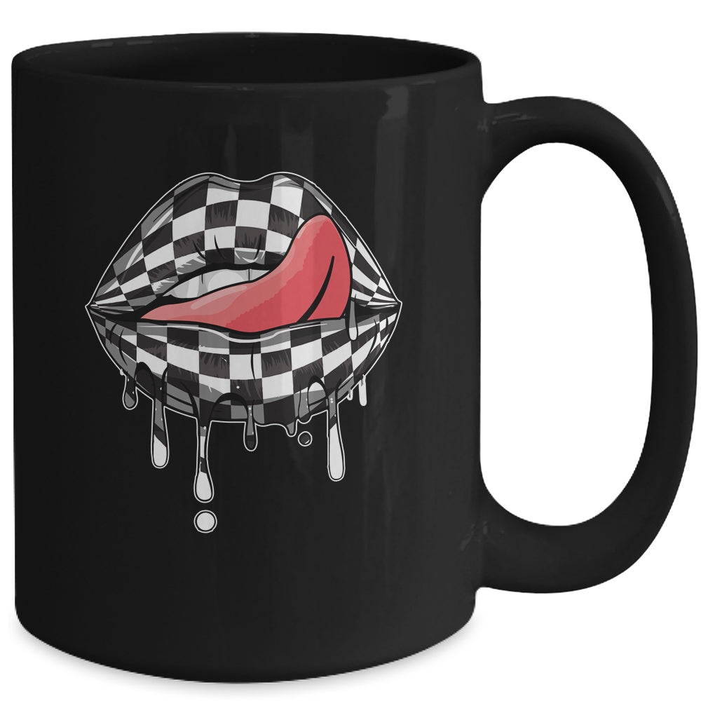 Funny Checkered Black White Lip Cute Checkerboard Women Mug Coffee Mug | Teecentury.com