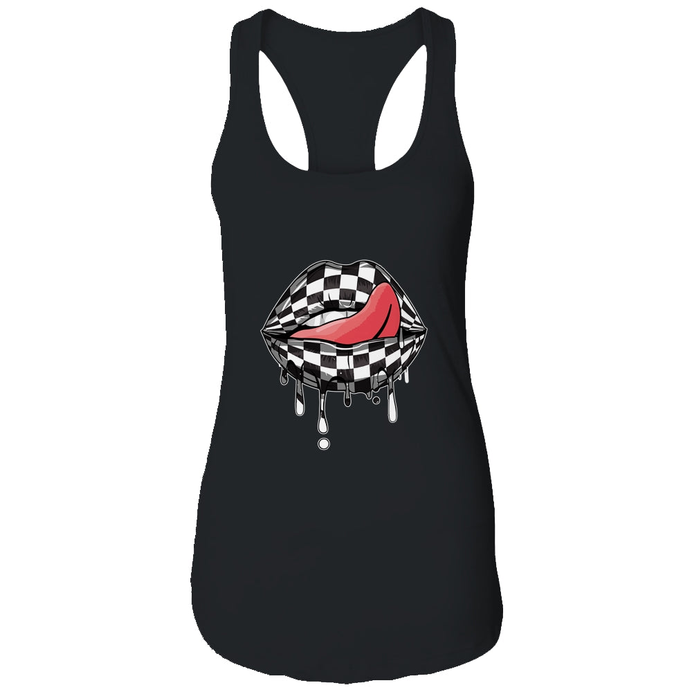 Funny Checkered Black White Lip Cute Checkerboard Women T-Shirt & Tank Top | Teecentury.com