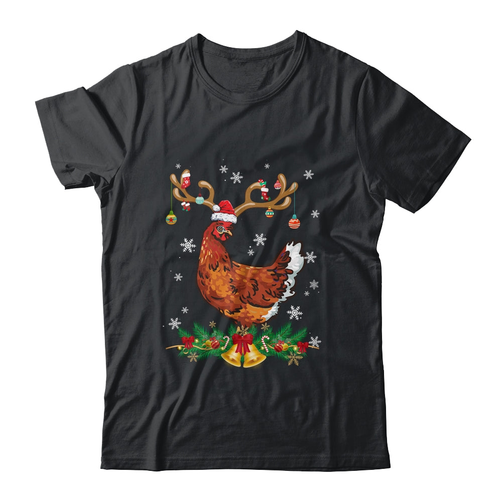 Funny Chicken Reindeer Lights Ornament Santa Christmas Xmas Shirt & Sweatshirt | teecentury