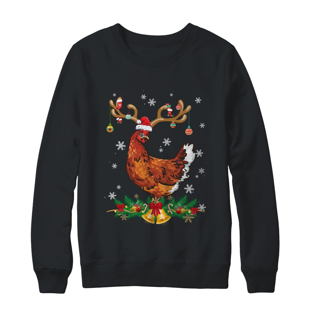 Funny Chicken Reindeer Lights Ornament Santa Christmas Xmas Shirt & Sweatshirt | teecentury