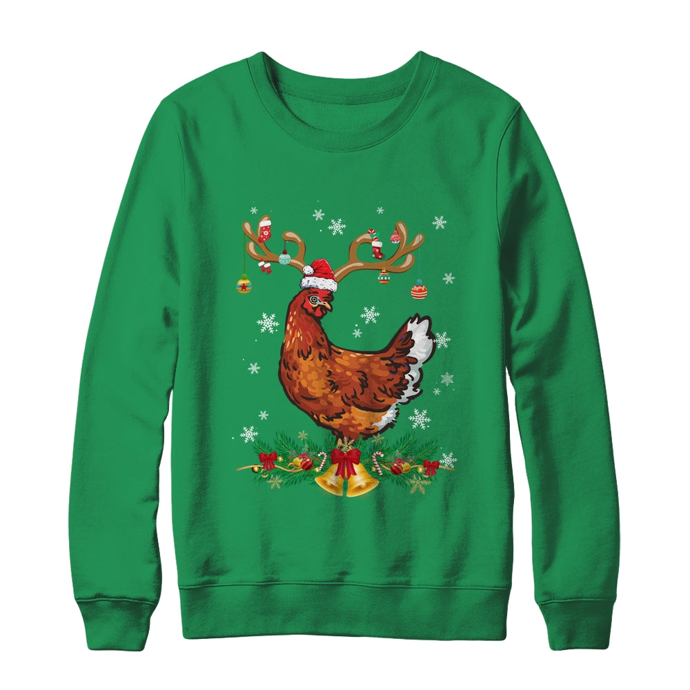 Funny Chicken Reindeer Lights Ornament Santa Christmas Xmas Shirt & Sweatshirt | teecentury