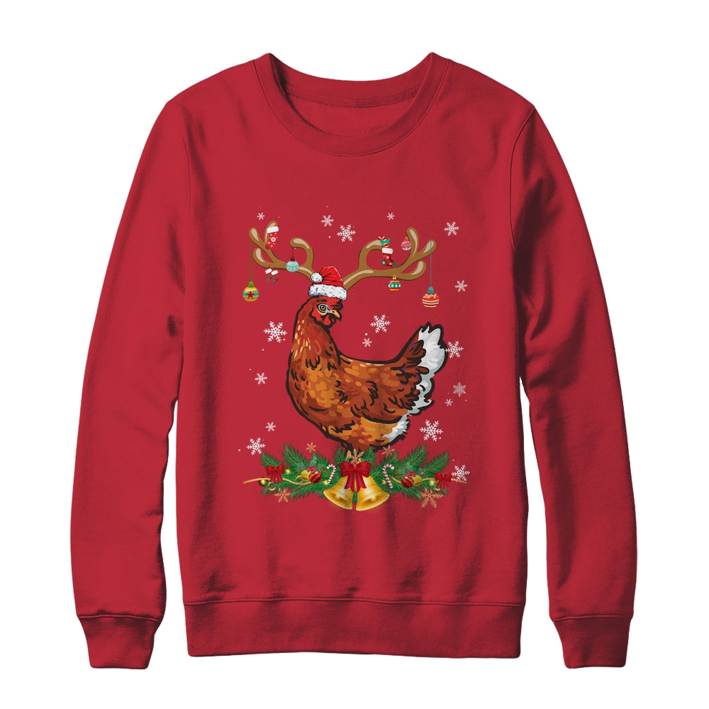 Funny Chicken Reindeer Lights Ornament Santa Christmas Xmas Shirt & Sweatshirt | teecentury