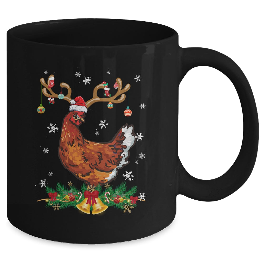 Funny Chicken Reindeer Lights Ornament Santa Christmas Xmas Mug | teecentury