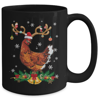 Funny Chicken Reindeer Lights Ornament Santa Christmas Xmas Mug | teecentury