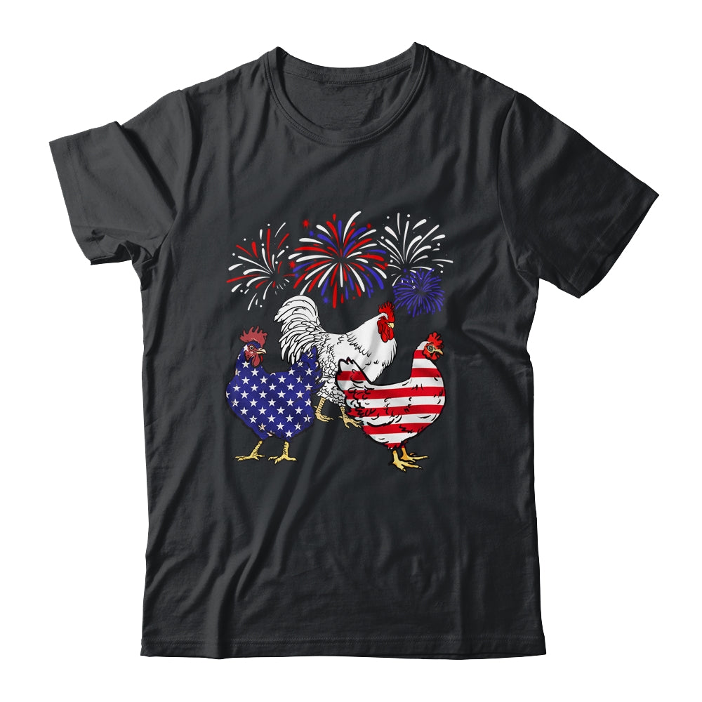 Funny Chickens American Flag Patriotic Farmer 4th Of July Shirt & Tank Top | teecentury