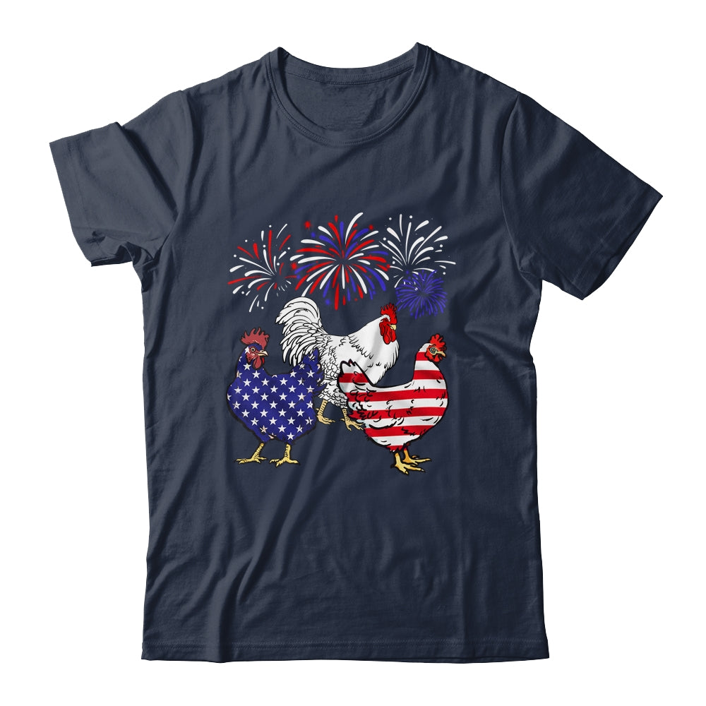 Funny Chickens American Flag Patriotic Farmer 4th Of July Shirt & Tank Top | teecentury