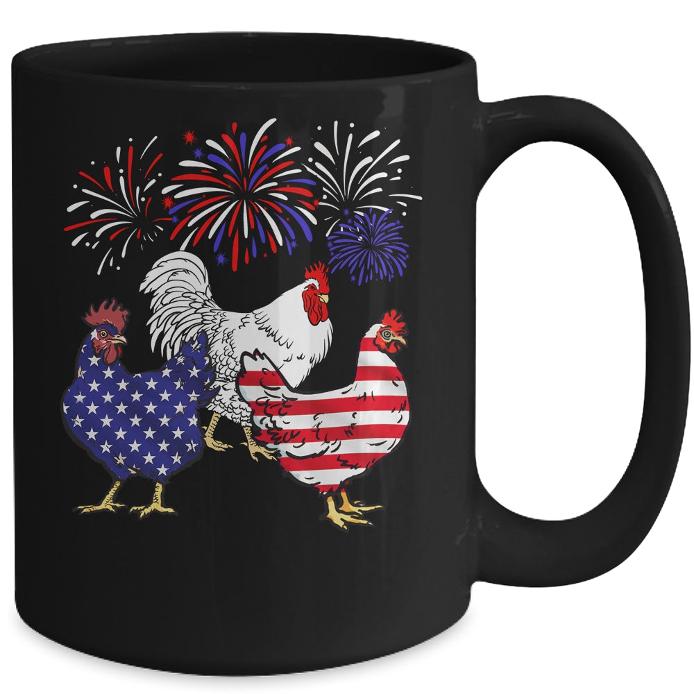 Funny Chickens American Flag Patriotic Farmer 4th Of July Mug | teecentury