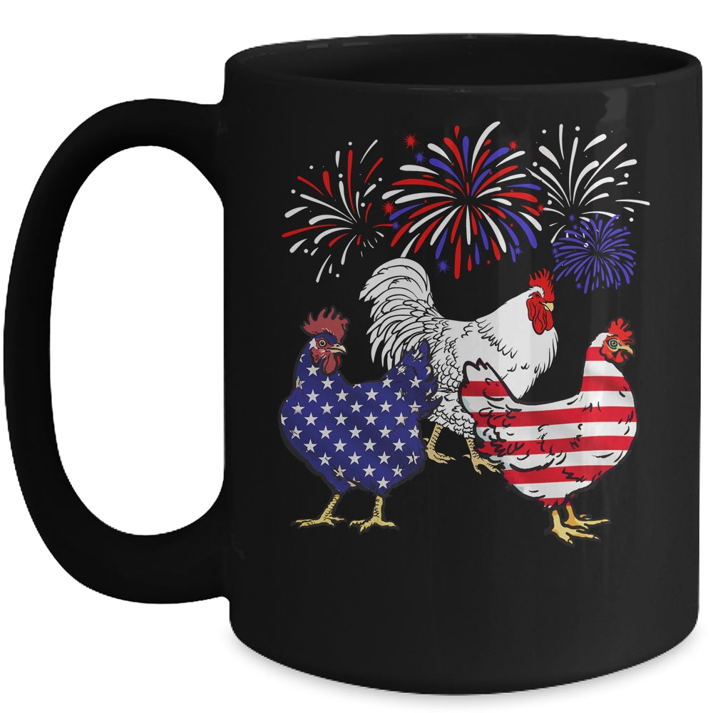 Funny Chickens American Flag Patriotic Farmer 4th Of July Mug | teecentury