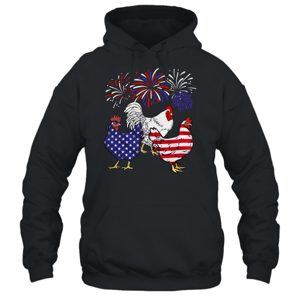 Funny Chickens American Flag Patriotic Farmer 4th Of July Shirt & Tank Top | teecentury