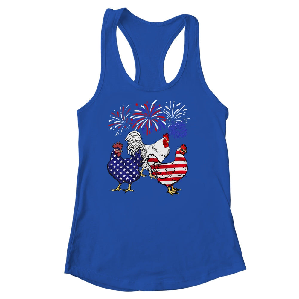 Funny Chickens American Flag Patriotic Farmer 4th Of July Shirt & Tank Top | teecentury