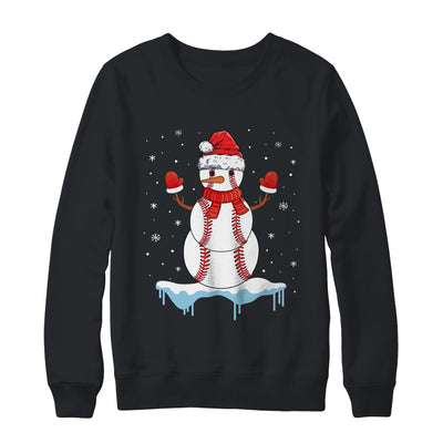 Funny Christmas Baseball Santa Snowman T-Shirt & Sweatshirt | Teecentury.com