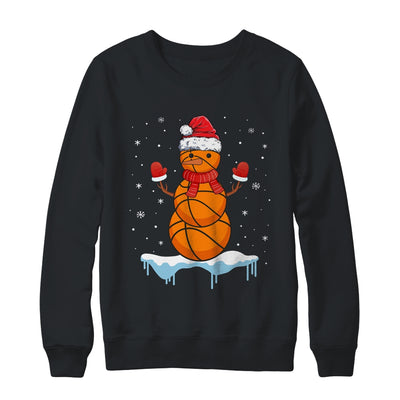 Funny Christmas Basketball Santa Snowman T-Shirt & Sweatshirt | Teecentury.com