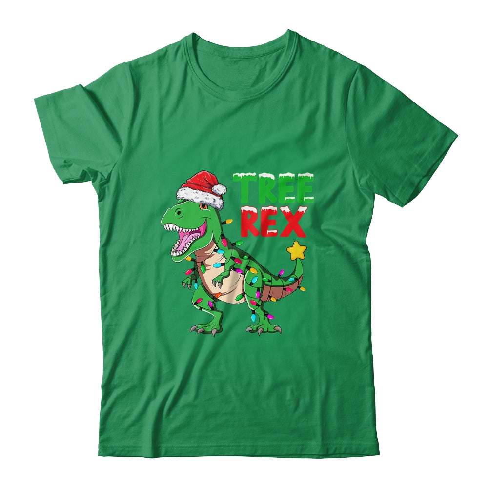 Funny Christmas Dinosaur Kids Christmas Tree Lights Santa Shirt & Sweatshirt | teecentury