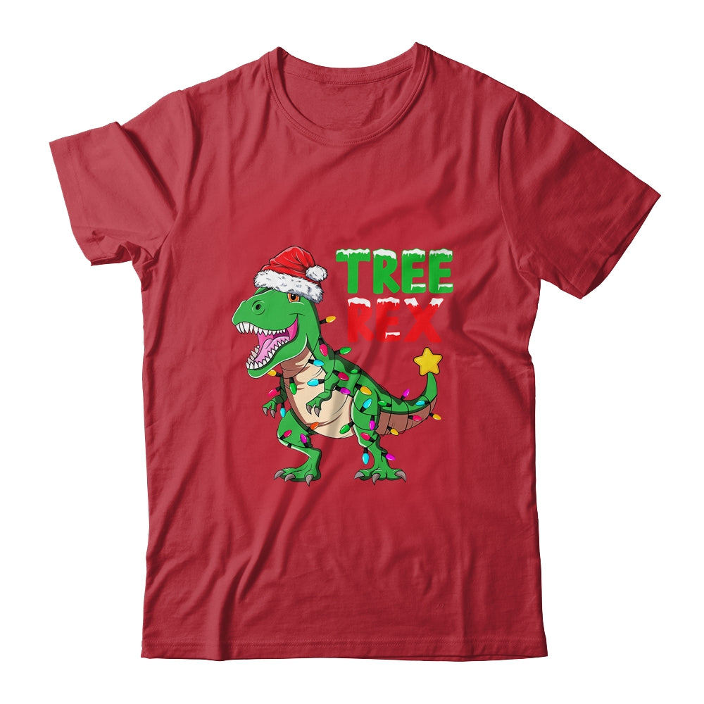 Funny Christmas Dinosaur Kids Christmas Tree Lights Santa Shirt & Sweatshirt | teecentury