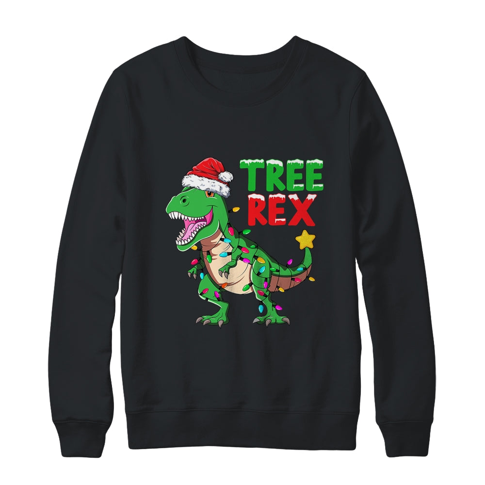 Funny Christmas Dinosaur Kids Christmas Tree Lights Santa Shirt & Sweatshirt | teecentury