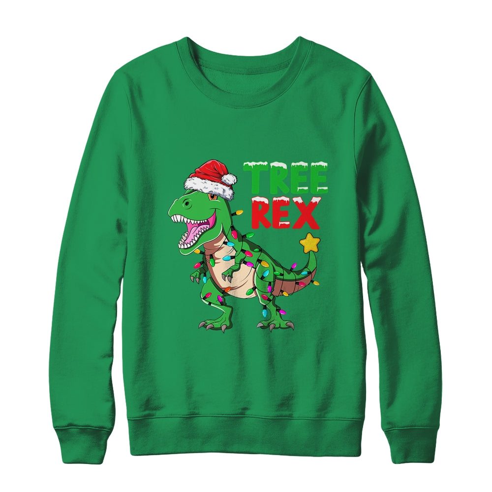 Funny Christmas Dinosaur Kids Christmas Tree Lights Santa Shirt & Sweatshirt | teecentury