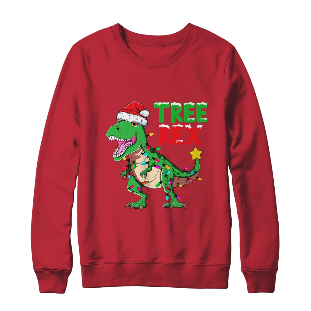 Funny Christmas Dinosaur Kids Christmas Tree Lights Santa Shirt & Sweatshirt | teecentury