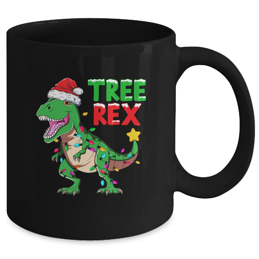 Funny Christmas Dinosaur Kids Christmas Tree Lights Santa Mug | teecentury