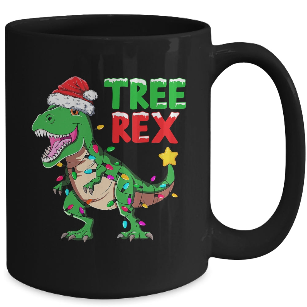 Funny Christmas Dinosaur Kids Christmas Tree Lights Santa Mug | teecentury