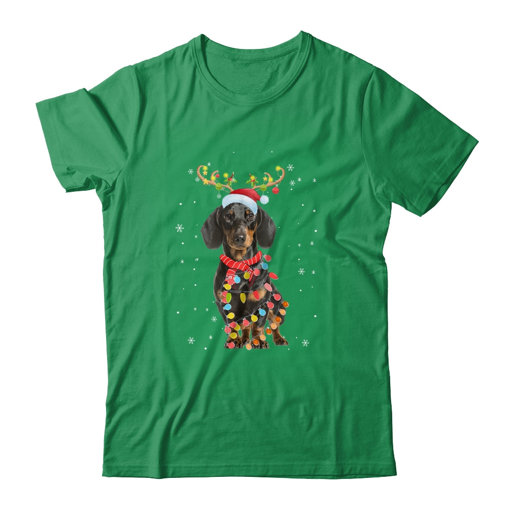 Funny Dachshund Christmas Tree Santa Reindeer Pajamas T-Shirt & Sweatshirt | Teecentury.com