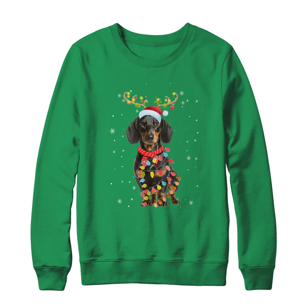 Funny Dachshund Christmas Tree Santa Reindeer Pajamas T-Shirt & Sweatshirt | Teecentury.com