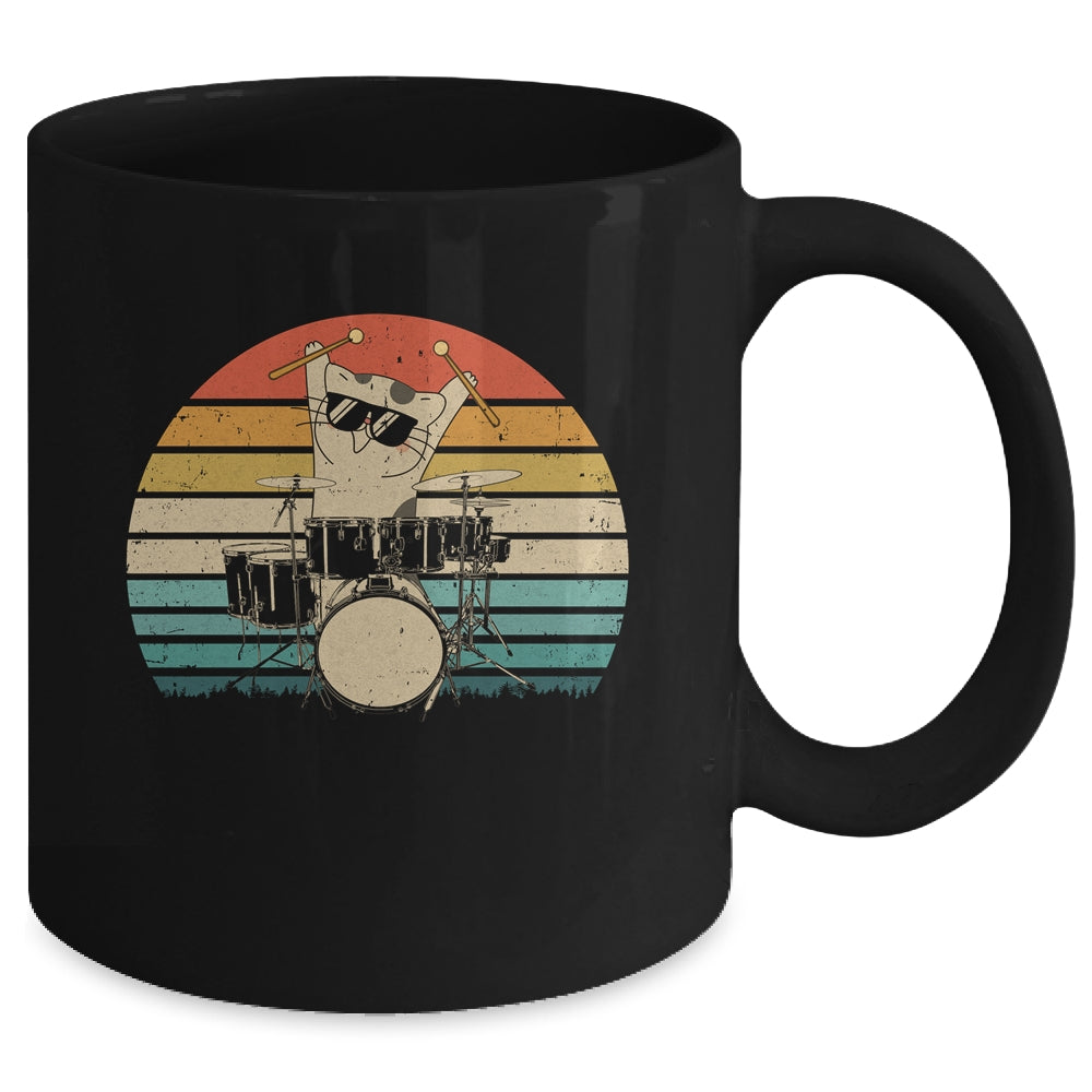 Funny Drummer And Cat Lover Vintage Mug | teecentury