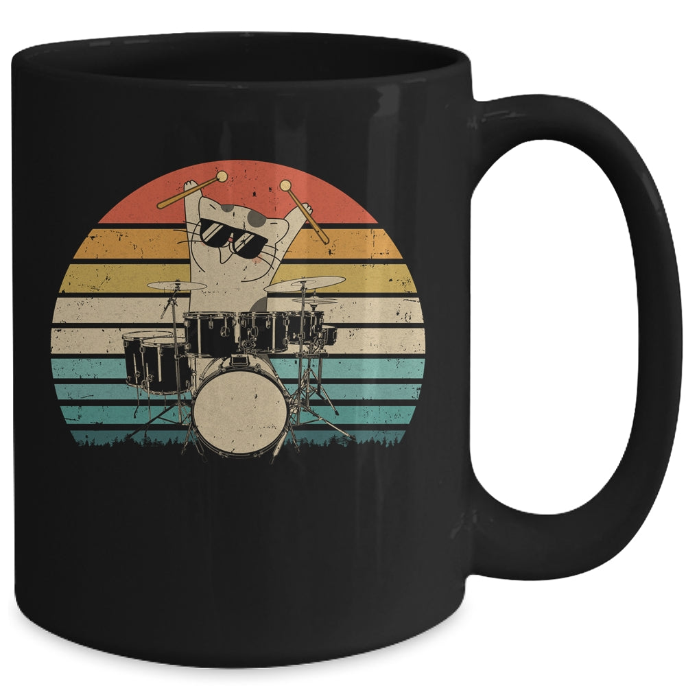 Funny Drummer And Cat Lover Vintage Mug | teecentury