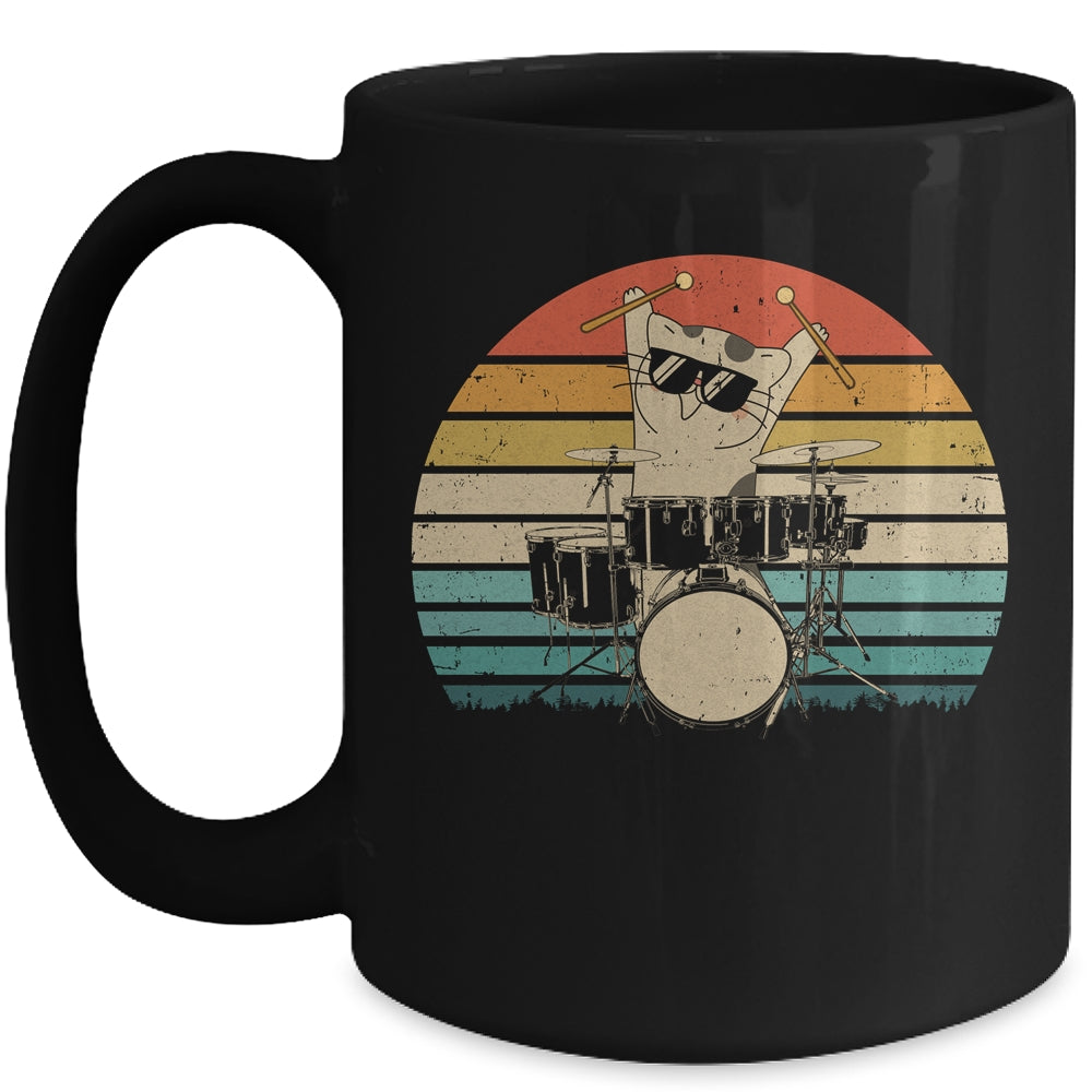 Funny Drummer And Cat Lover Vintage Mug | teecentury