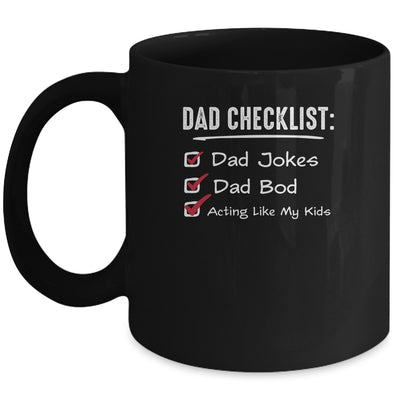 Funny Fathers Day Checklist Dad Jokes Dad Bod Mug Coffee Mug | Teecentury.com