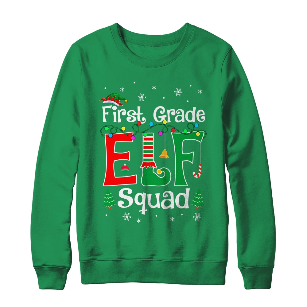 Funny First Grade Elf Squad Teacher Christmas Child Xmas Shirt & Sweatshirt | teecentury