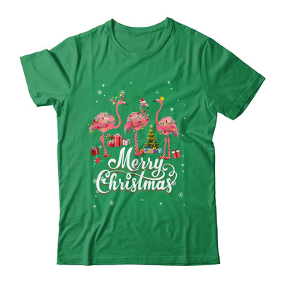 Funny Flamingo Lights Santa Hat Xmas Tree Christmas Shirt & Sweatshirt | teecentury