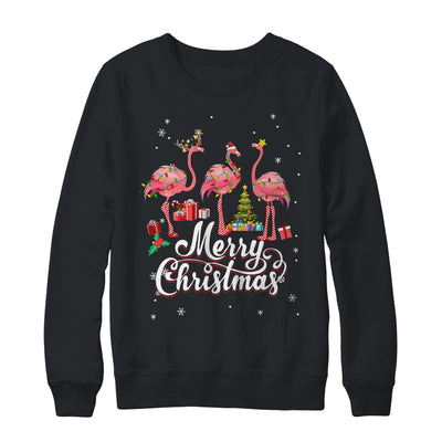 Funny Flamingo Lights Santa Hat Xmas Tree Christmas Shirt & Sweatshirt | teecentury