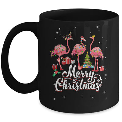 Funny Flamingo Lights Santa Hat Xmas Tree Christmas Mug | teecentury